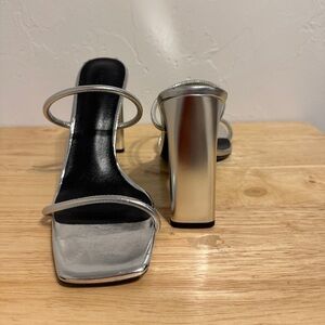 Tony Bianco Silver Block Heel Sandals